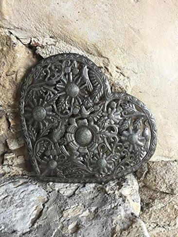 Love and Friendship Tree of Life, Heart Wall Hanging Decor, Handmade, Indoor Outdoor, Haitian Steel Drum Artwork, Thank You Gift 14.25 In. X 14.25 In. (Heart Tree of Life) in Kuwait