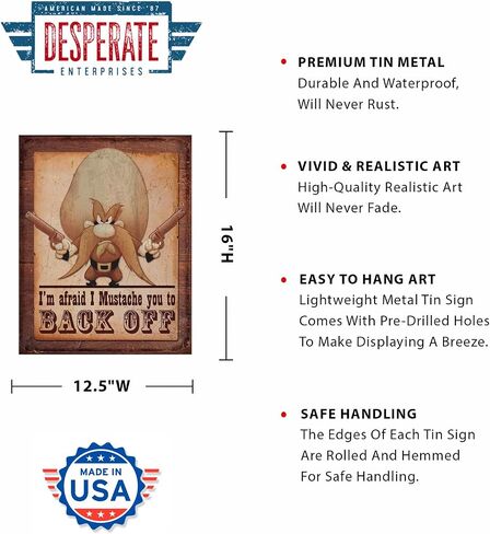 Desperate Enterprises Road Runner & Wile E Coyote Tin Sign - Nostalgic Vintage Metal Wall Decor - Made in USA in Saudi Arabia