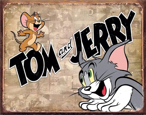 Desperate Enterprises Road Runner & Wile E Coyote Tin Sign - Nostalgic Vintage Metal Wall Decor - Made in USA in Saudi Arabia