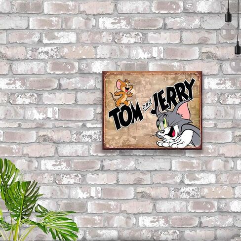 Desperate Enterprises Road Runner & Wile E Coyote Tin Sign - Nostalgic Vintage Metal Wall Decor - Made in USA in Saudi Arabia
