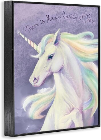 Stupell Industries Magic Inside Of You Inspirational Unicorn Quote Purple Pink ، مصمم بواسطة Ziwei Li Wall Art ، 16 × 20 ، أسود مؤطر in Saudi Arabia