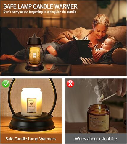 YULOFMVE Candle Warmer Lamp with Timer, Dimmable Top Down Black Wax Warmer Light Melting Candles Fits Large Small Jar Scented Candles for Home Vintage Decor in Saudi Arabia