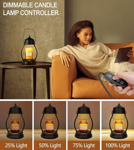 YULOFMVE Candle Warmer Lamp with Timer, Dimmable Top Down Black Wax Warmer Light Melting Candles Fits Large Small Jar Scented Candles for Home Vintage Decor in Saudi Arabia