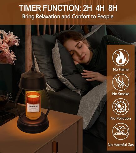 YULOFMVE Candle Warmer Lamp with Timer, Dimmable Top Down Black Wax Warmer Light Melting Candles Fits Large Small Jar Scented Candles for Home Vintage Decor in Saudi Arabia