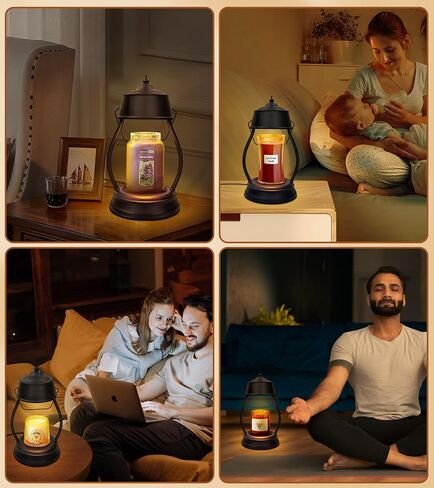 YULOFMVE Candle Warmer Lamp with Timer, Dimmable Top Down Black Wax Warmer Light Melting Candles Fits Large Small Jar Scented Candles for Home Vintage Decor in Saudi Arabia