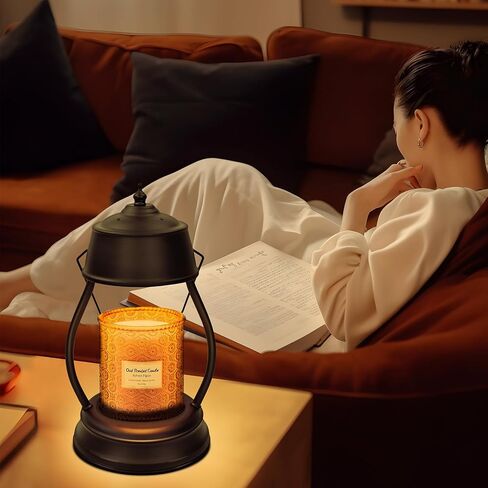 YULOFMVE Candle Warmer Lamp with Timer, Dimmable Top Down Black Wax Warmer Light Melting Candles Fits Large Small Jar Scented Candles for Home Vintage Decor in Saudi Arabia