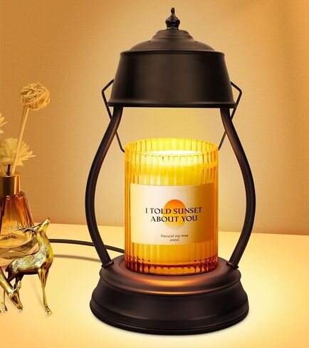 YULOFMVE Candle Warmer Lamp with Timer, Dimmable Top Down Black Wax Warmer Light Melting Candles Fits Large Small Jar Scented Candles for Home Vintage Decor in Saudi Arabia