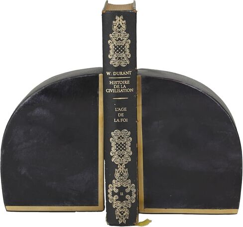 CosmoLiving by Cosmopolitan Marble Geometric Block Bookends with Gold Inlay, Set of 2 6"W, 2"H, Black in Kuwait