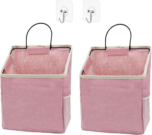 2 Pack Wall Hanging Storage Bag, Hanging Organizer Bag with Sticky Hook, Wall Organizer for Dormitory Bathroom Bedroom Kitchen (Green) in Kuwait