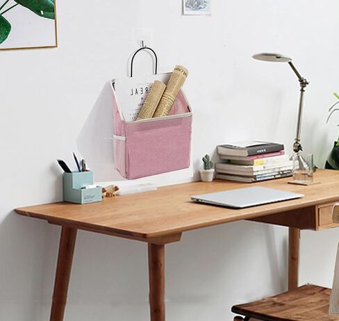 2 Pack Wall Hanging Storage Bag, Hanging Organizer Bag with Sticky Hook, Wall Organizer for Dormitory Bathroom Bedroom Kitchen (Green) in Kuwait