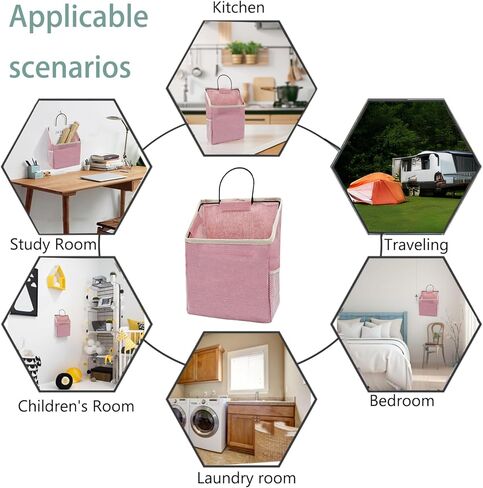 2 Pack Wall Hanging Storage Bag, Hanging Organizer Bag with Sticky Hook, Wall Organizer for Dormitory Bathroom Bedroom Kitchen (Green) in Kuwait