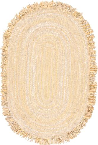 SAFAVIEH Braided Collection Area Rug - 4' Round, Beige, Handmade Boho Fringe Reversible Cotton, Ideal for High Traffic Areas in Living Room, Bedroom (BRD451B) in Saudi Arabia