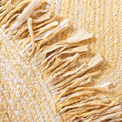 SAFAVIEH Braided Collection Area Rug - 4' Round, Beige, Handmade Boho Fringe Reversible Cotton, Ideal for High Traffic Areas in Living Room, Bedroom (BRD451B) in Saudi Arabia