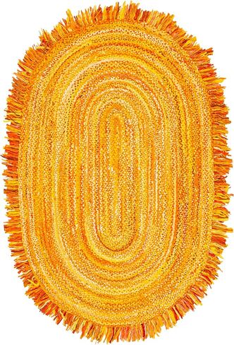 SAFAVIEH Braided Collection Area Rug - 4' Round, Beige, Handmade Boho Fringe Reversible Cotton, Ideal for High Traffic Areas in Living Room, Bedroom (BRD451B) in Saudi Arabia