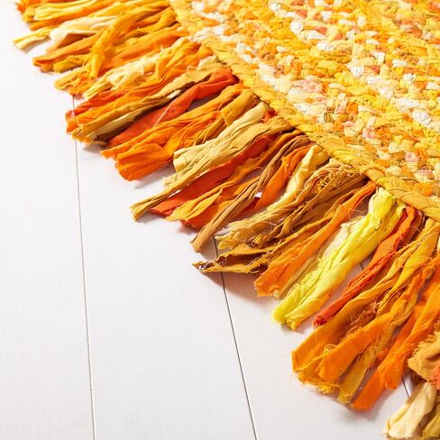SAFAVIEH Braided Collection Area Rug - 4' Round, Beige, Handmade Boho Fringe Reversible Cotton, Ideal for High Traffic Areas in Living Room, Bedroom (BRD451B) in Saudi Arabia