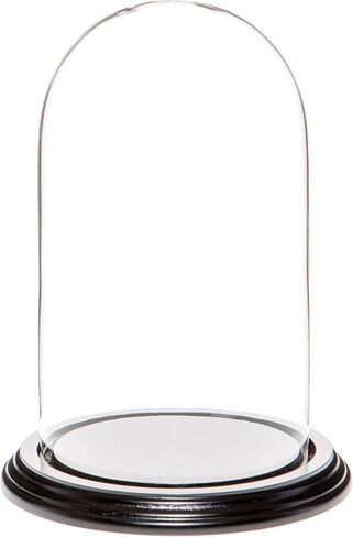 Plymor 4.5" x 8" Glass Display Dome Cloche (Black MDF Wood Base) in Saudi Arabia