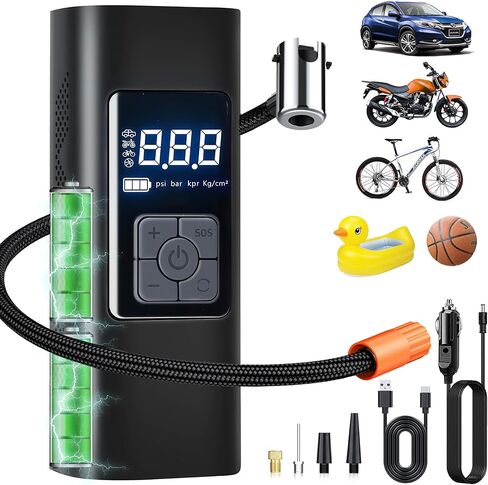 CNHIDEE Portable Tire Inflator Air Compressor for Car Pump Compact Auto inflator Electric Cordless car inflator tire Pump Rechargeable air inflator 150 PSI Tire Compressor Pressure Gauge 3X Inflation in Saudi Arabia