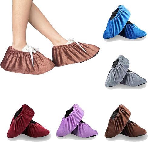 10Pairs Reusable Non Slip Shoe Covers, Premium Soft Washable Thickened Boot Shoe Covers for Household, Office, Laboratory，one size 10 Colors in Saudi Arabia