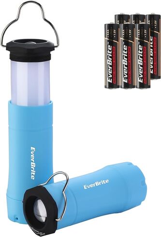 EverBrite 2-in-1 Mini Lanterns and Flashlights with 3 Modes, 2 Pack Portable Outdoor LED Zoomable Torches, AAA Batteries Included - for Hurricane Supplie Camping, Hiking, Night Walking, Emergency in Kuwait