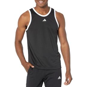 adidas Men's Size 3-Stripes Tank, Black/White, Large/Tall