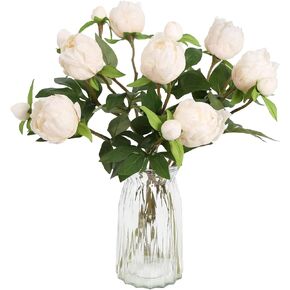 IPOPU Champagne Artificial Peonies 8Pcs Silk Peonies with Stems Real Look Fake Peonies Artificial Flowers for Wedding Centerpieces Bridal/Baby Shower Party Decorations (Champagne) in Kuwait