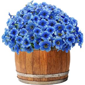 20 Bundles Artificial Flowers for Outdoors,UV Resistant Fake Flowers with Plastic Plants,Silk Faux Fowers for Outdoor Planters Window Box Front Porch Hanging Basket Decor-Blue