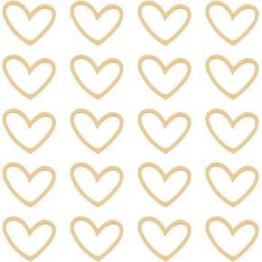 DICOSMETIC Heart Linking Rings Hollow Heart Connector Findings Gold Plated Open Bezel Connectors Stainless Steel Heart Pendants for DIY Jewelry Making