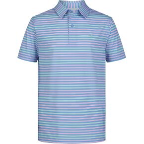 IZOD Boys' Performance Golf Grid Short Sleeve Stretch Collared Polo Shirt, Racing Red