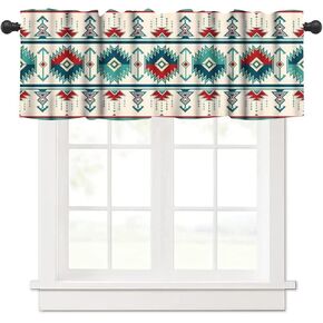Vintage Flower Valances Curtain Abstract Floral Boho Retro Mexican Folk Art Printed Rod Pocket Window Treatment for Living Room, Bedroom, Kitchen, Bathroom,1 Panel, 54" W x 18" L