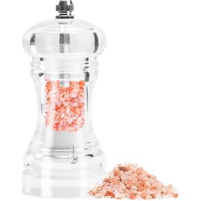 Clear Acrylic Pepper Grinder Mill, Salt and Pepper Shaker Salt Grinder Pepper Mill Shakers Refillable with Adjustable Coarseness Ceramic Rotor-Clearer 6.5 in