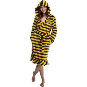 Harry Potter Juniors' Striped Hooded Plush Fleece Robe - All 4 Houses Gryffindor, Hufflepuff, Slytherin, Ravenclaw