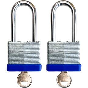 Lock Outdoor Padlocks, Laminated keyed Padlock, 1-9/16 in Wide Body, Padlock Set with Keys, Long Shackle (6Pack)