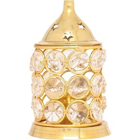Hashcart Decorative Brass Akhand Diya Diamond Nag Deep Dia for Pooja / Home Décor / Gift (Oil Lamp / Diya - 4.5 inch)