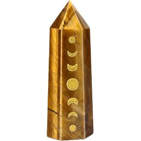 Amogeeli Wicca Moon Phase Amethyst Crystal Point عصا لتأمل الريكي، 6 منشوريات منحوتة لتزيين حجر الشفاء للمنزل والمكتب in Kuwait
