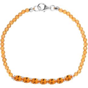 Shop LC Birthstone Beads Bracelets For Women Natural Stone 925 Sterling Silver Chakra Healing Crystal Spiritual Size 7.25" Valentines Day Gifts