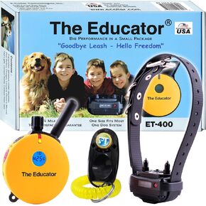 Educator ET-402-3/4 Mile Rechargeable 2-Dog Trainer Ecollar with Remote for Small, Medium, and Large Dogs by E-Collar Technologies - Electric, Vibration, Tone, and Stimulation Training Shock Collar