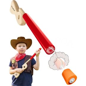 Blue Toy Pop Gun for Kids - Wooden Toy Guns for Boys 3-7 Yrs Old - Fake Handgun with Sturdy Wood Finish & Plastic Popper Cap - Fun Hand Rifles & Pistol Toys for Small & Big Kid Play - Made in The USA