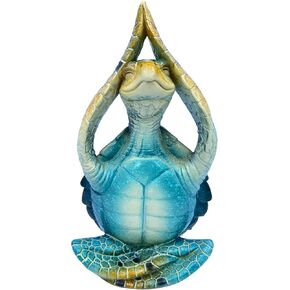 VVGIFTS Sea Turtle Meditation Yoga Decor, Sea Turtle Meditating Coastal Beach Decorations, Zen Yoga Resin Sea Turtle Statue for Home Office Decorations (Put The Palms Separate)