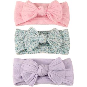 Baby Girls Bow Flora Headband Baby Turban Knotted Elastic Headwrap for Newborn Infant Toddler Hair Accessories in Kuwait