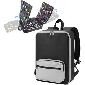 KISLANE Portable Carrying Case Suitable for Toy Cars or Matchbox Cars, Versatile Toy Cars Storage for 108 Toy Cars, Sturdy 4 Pages Toy Cars storage bag with Front Pocket(Case Only) (Black)