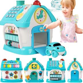 Gifts for Kids-Multi-Functional Learning Toys with Music/Clock/Telephone/Car/Sound/Lights/ABCDE/Doorbell/House/Number Abacus 10 in 1 for 1+ Year Boys Girls in Saudi Arabia
