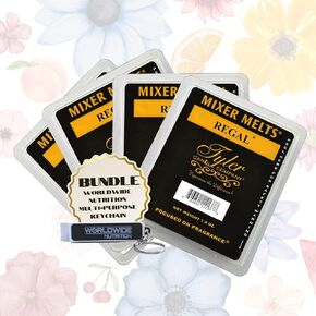 حزمة التغذية العالمية، عنصران: ذوبان الشمع برائحة تايلر ديفا - شمع الصويا، ذوبان شمع تايلر ديفا، خلاط معطر لتدفئة الشمع - عبوة من 4 قطع، 6 ألواح لكل ذوبان وسلسلة مفاتيح متعددة الأغراض in Kuwait