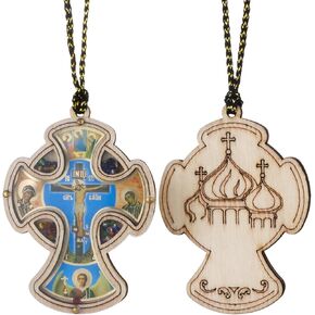 Religious The Divine Mercy/Our Lady of Guadalupe/Grace/Saint Jude/Sacred Heart/Orthodox Crucifixion Wooden Car Interior Rear View Mirrors Hanging Ornament-2Pcs Bulk