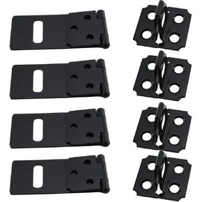 4PCS Door Sliding Latch Lock Painted Iron Lock 4 Inch Black Padlock Hitch with Screw for Cabinet and Box and Door