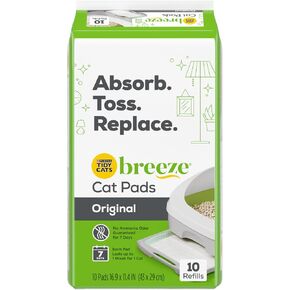 Purina Tidy Cats Breeze Cat Pad Refills, Clean & Easy Disposable Cat Pads for Breeze Litter System, Controls Odors, 10 Cat Pad Refills/Pack (Pack of 4)