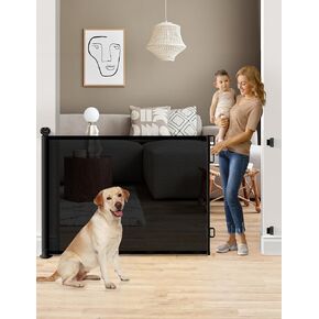 Retractable Baby Gates, 122-Inch Extra Wide Baby Gate, 42-Inch Extra Tall, Momssy Retractable Dog Gate Pet Gate for Doorways, Hallways, Indoor, Outdoor, Stairs, Mesh Baby Gate, Safety Gates