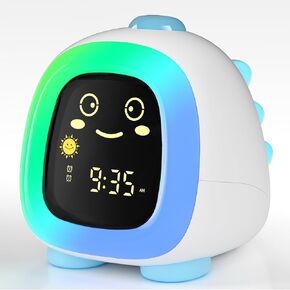 ANALOI Kids Alarm Clock with Night Light OK to Wake Clock for Kids Stay in Bed Clock Sleep Training, Nap Timer Temperature Detect Cute Kids Room Decor, Gift Ideas for Kids Toddler Boy Girl(Dinosaur)