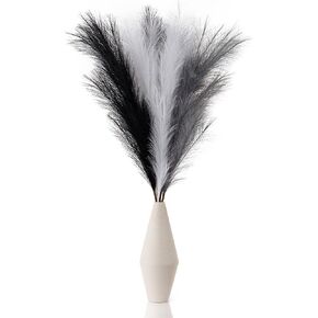 White & Grey & Black Pampas Grass Bulk, 6-Packs Pampas Grass Decor Tall 35.5" Fluffy Fake Pompas,Tall Pampas Grass For Floor Vase For Bathroom Room Modern Home decor,Dining Table Centerpiece Decor