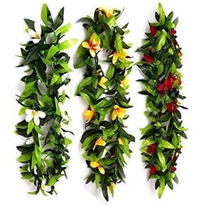 Besutolife Hawaiian Luau Leis Tropical Artificial Flower Leis Necklaces for Graduation Hula Costume Beach Party Hawaiian Luau Party 6 PCS