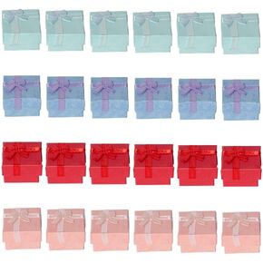 24PCS Ring Box for Wedding Ceremony - jewelry gift boxes Ring earrings pendant box Engagement ring box (4 Colors)